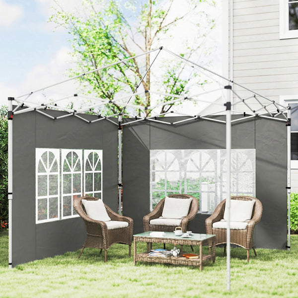 Gazebo Side Panels with Window for 3x3(m) Pop Up Gazebo, 2 Pack Sides Replacement, Dark Grey