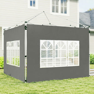 Gazebo Side Panels with Window for 3x3(m) Pop Up Gazebo, 2 Pack Sides Replacement, Dark Grey