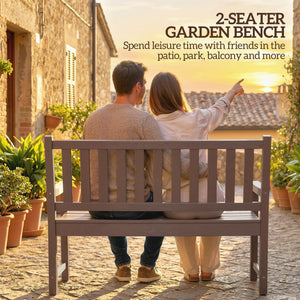 Outdoor Bench, 49" All-Weather HDPE Garden Bench, 2-Person Patio Loveseat with 528 lbs Capacity, Curved Seat for Backyard, Park, Porch, Lawn, Park, Brown