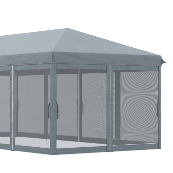 3 x 6m Pop Up Gazebo, Outdoor Canopy Shelter, Marquee Party Wedding Tent with 6 Mesh Walls and Carry Bag, Grey