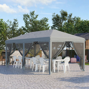 3 x 6m Pop Up Gazebo, Outdoor Canopy Shelter, Marquee Party Wedding Tent with 6 Mesh Walls and Carry Bag, Grey