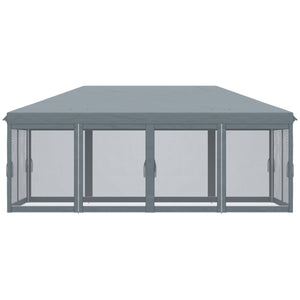 3 x 6m Pop Up Gazebo, Outdoor Canopy Shelter, Marquee Party Wedding Tent with 6 Mesh Walls and Carry Bag, Grey