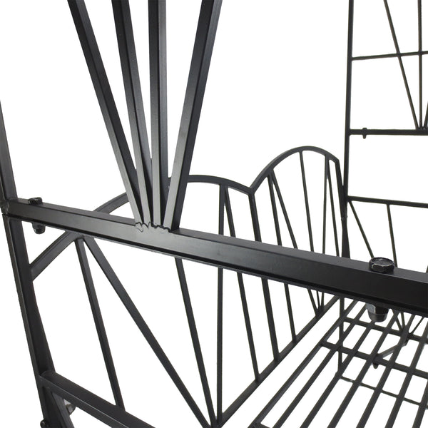 Garden Bench, 2 Seater Outdoor Patio Bench, Metal Garden Loveseat with Arch for Vines and Climbing Plants for Outdoor Space, Black