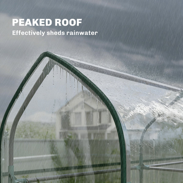3 Tier Mini Greenhouse, 56.3" x 18.1" x 65" Small Portable Greenhouse with 2 Roll-up Doors, Garden Plant Growhouse with PVC Cover for Indoor Outdoor, Clear