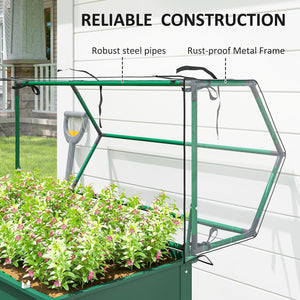 Raised Garden Bed with Greenhouse Cover, Elevated Planter Box with Legs and Drainage Hole for Vegetables Flowers Herbs, 39.4" x 18.9" x 48.8", Green