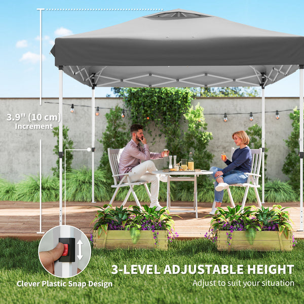 10 x 10 ft Pop Up Canopy Tent with Mosquito Netting, UPF 50+ Central Lock Easy Setup Outdoor Party Tent Instant Canopy with 4 Sandbags, Carry Bag, Dark Grey