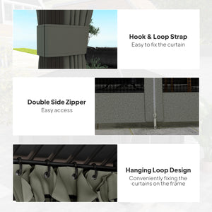3 x 3.6m Outdoor Hardtop Gazebo Metal Roof Patio Gazebo with Aluminium Frame, Mesh Nettings, Curtains, & Roomy Interior Space, Dark Grey