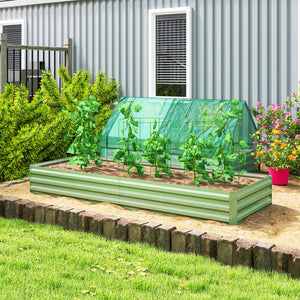 8x3x1FT Galvanized Raised Garden Bed, Outdoor Metal Gardening Planter Box for Growing Vegetables, Flowers, Herbs, Succulents, Light Green
