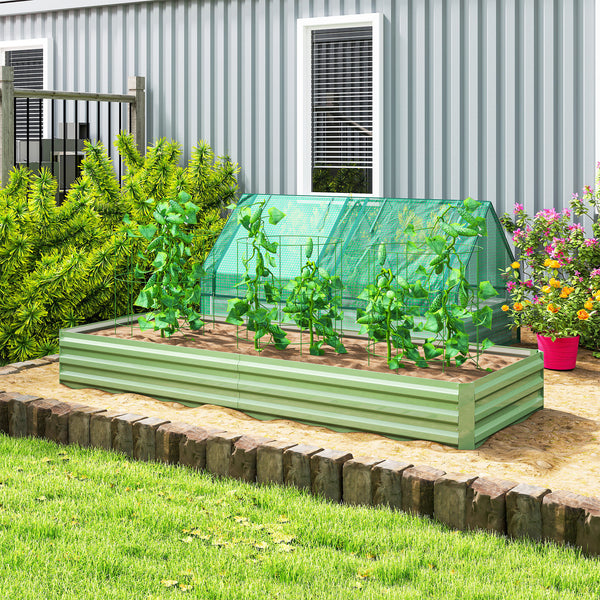 8x3x1FT Galvanized Raised Garden Bed, Outdoor Metal Gardening Planter Box for Growing Vegetables, Flowers, Herbs, Succulents, Light Green