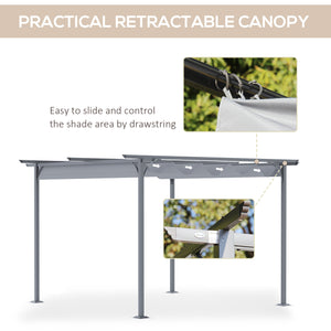 Outsunny 11.5' x 11.5' Outdoor Retractable Pergola Canopy, Metal Patio Shade Shelter for Backyard, Porch Party, Garden, Grill Gazebo, Gray