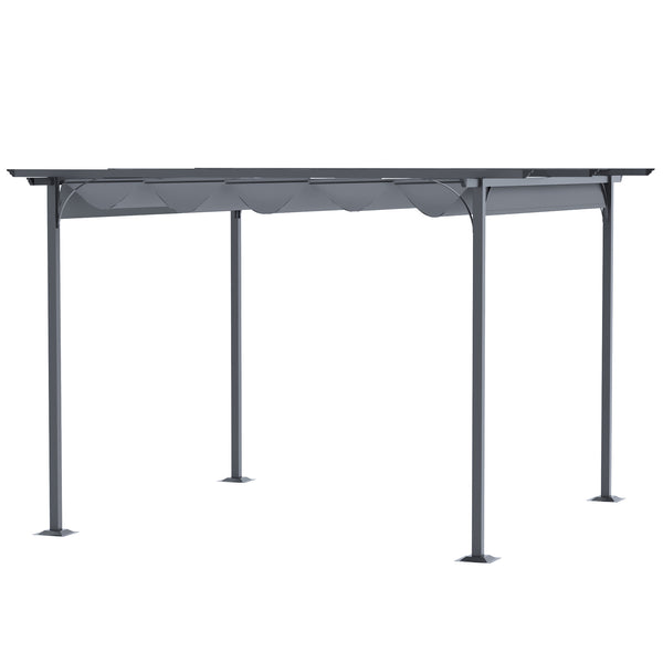 Outsunny 11.5' x 11.5' Outdoor Retractable Pergola Canopy, Metal Patio Shade Shelter for Backyard, Porch Party, Garden, Grill Gazebo, Gray