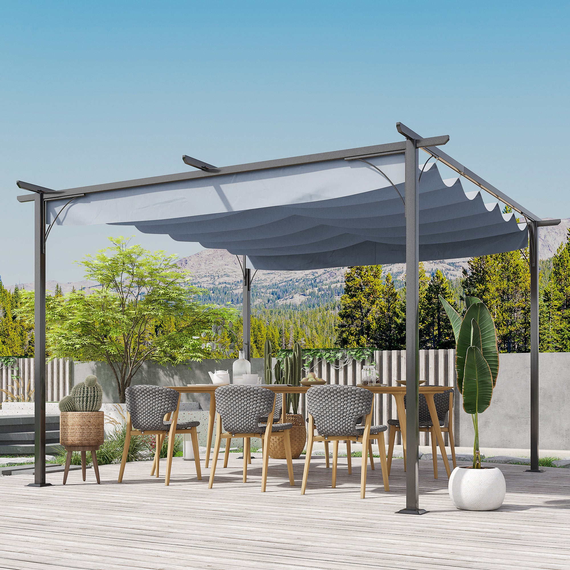 Outsunny Retractable Pergola Canopy - Thumbnail 2