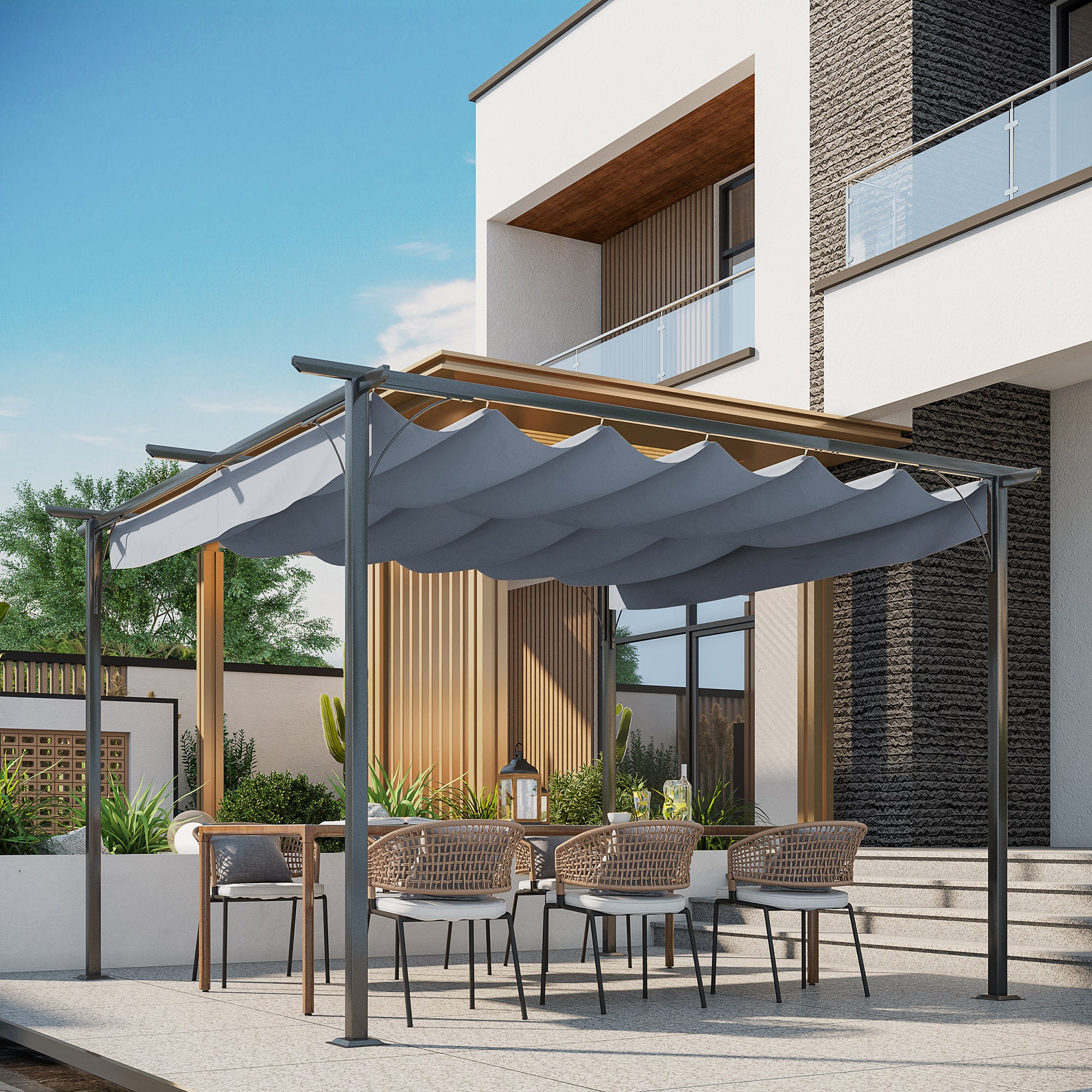 Outsunny Retractable Pergola Canopy