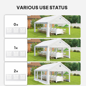 4 x 6 m Gazebo with sides, Outdoor Marquee Party Tent with 4 Removable Sidewalls for Wedding, Events, White
