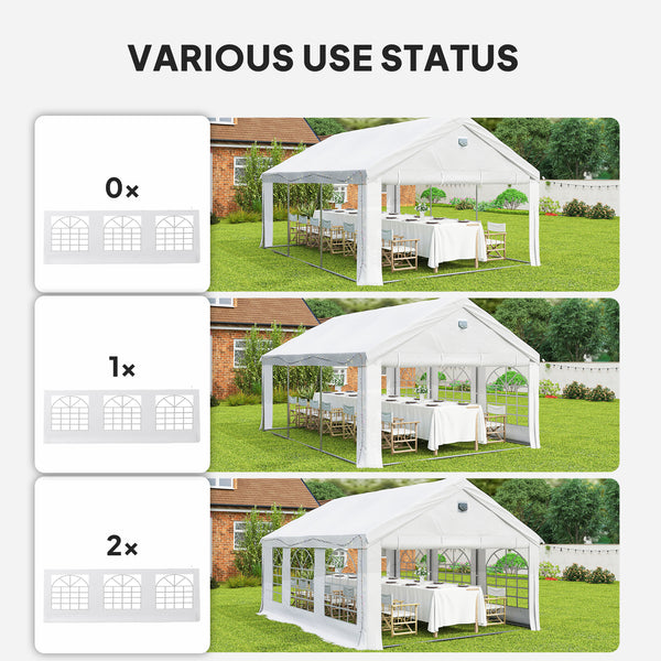 4 x 6 m Gazebo with sides, Outdoor Marquee Party Tent with 4 Removable Sidewalls for Wedding, Events, White