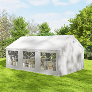 4 x 6 m Gazebo with sides, Outdoor Marquee Party Tent with 4 Removable Sidewalls for Wedding, Events, White