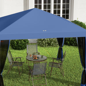 Outsunny 10' x 10' Pop Up Canopy Tent with Netting, Instant Gazebo, Screen House Room with Carry Bag, Height Adjustable, for Outdoor, Garden, Patio, Camping, Blue