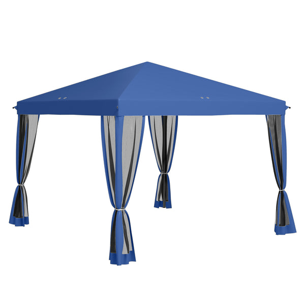 Outsunny 10' x 10' Pop Up Canopy Tent with Netting, Instant Gazebo, Screen House Room with Carry Bag, Height Adjustable, for Outdoor, Garden, Patio, Camping, Blue