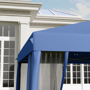 Outsunny 10' x 10' Pop Up Canopy Tent with Netting, Instant Gazebo, Screen House Room with Carry Bag, Height Adjustable, for Outdoor, Garden, Patio, Camping, Blue