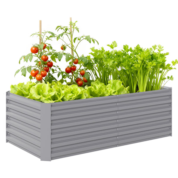 Galvanized Raised Garden Bed, 6' x 3' x 2' Outdoor Metal Planter Box, Standing Raised Bed for Growing Flowers, Herbs and Vegetables, Light Grey