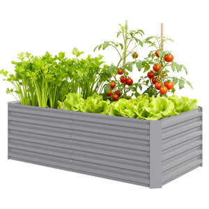 Galvanized Raised Garden Bed, 6' x 3' x 2' Outdoor Metal Planter Box, Standing Raised Bed for Growing Flowers, Herbs and Vegetables, Light Grey