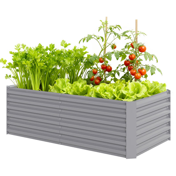 Galvanized Raised Garden Bed, 6' x 3' x 2' Outdoor Metal Planter Box, Standing Raised Bed for Growing Flowers, Herbs and Vegetables, Light Grey