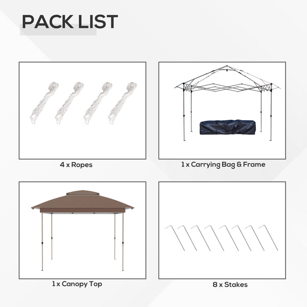 Outsunny 12' x 12' Pop Up Canopy Tent with Netting and Carry Bag, Instant Sun Shelter with 137 sq.ft Shade, Tents for Parties, Height Adjustable, for Outdoor, Garden, Patio, Khaki