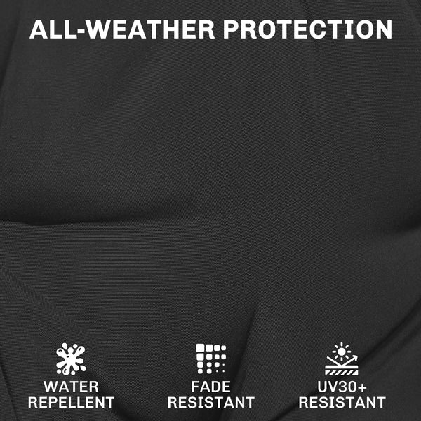 Outdoor Chair Seat Cushions Set of 2, Garden Chair Cushions with 7cm Thick Foam & Ties, Water Repellent and UV Resistant Covers for Patio Furniture 40x40cm, Black