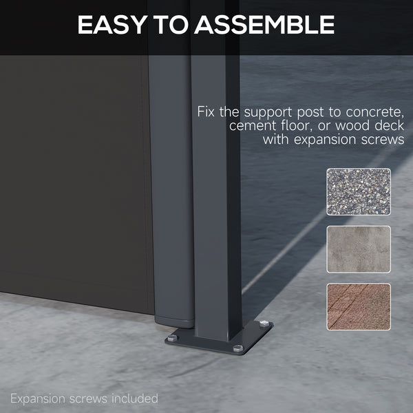 Retractable Side Awning, Garden Privacy Screen Divider, Full Cassette Wind Breaker for Hot Tub, Balcony, Terrace, Pool, 400 x 160cm, Black