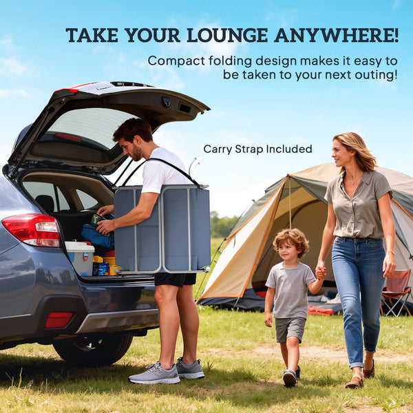 Folding Lounge Chair Outdoor Tanning Chair with Face Hole, 5-Position Reclining Sun Lounger Chaise Lounge Cot with Side Pocket, Carry Strap for Beach Pool, Yard, Grey