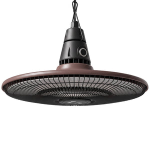 1500W Electric Patio Heater, IP65 Hanging Infrared Outdoor Heater with Carbon Fiber Tube, LED Screen, Remote Control for Garage, Patios, Gazebo, Balcony, Brown