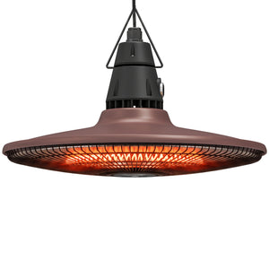 1500W Electric Patio Heater, IP65 Hanging Infrared Outdoor Heater with Carbon Fiber Tube, LED Screen, Remote Control for Garage, Patios, Gazebo, Balcony, Brown