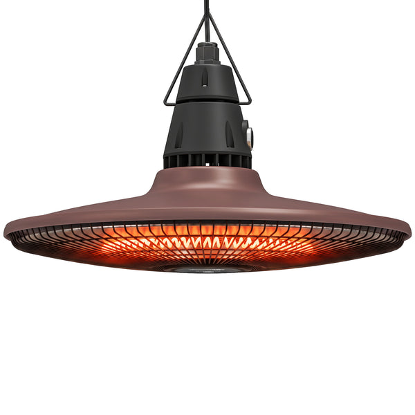 1500W Electric Patio Heater, IP65 Hanging Infrared Outdoor Heater with Carbon Fiber Tube, LED Screen, Remote Control for Garage, Patios, Gazebo, Balcony, Brown
