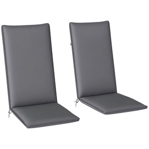 Patio Chair Cushions Set of 2 with Ties and Adjustable Band, UPF50+ Fade Resistant Yarn-Dyed Polyester Outdoor Seat Cushions, High Back Patio Replacement Pads, Dark Grey