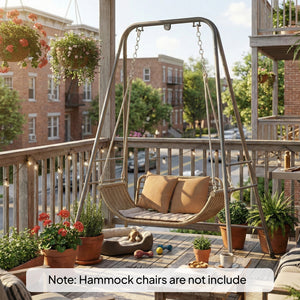 Hammock Chair Stand, Free Standing Heavy Duty Hanging Swing Chair with Anti-Slip Foot Pads, 2 Carabiners, for Relaxation, Indoor and Outdoor Use, Gray