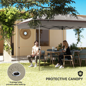 12' x 12' Pop Up Canopy Sun Shade Instant Tent Folding with Mesh Sidewalls, 3-Level Adjustable Height and Storage Bag, Beige and Dark Brown
