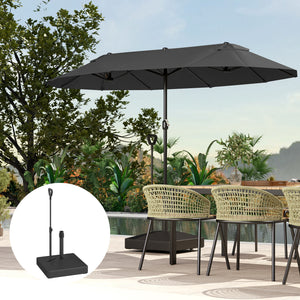 Patio Umbrella Base with Adjustable Wheels and Handle, Outdoor Patio Umbrella Stand, Filled Up to 121lbs with Stand, 99lbs with Water for Garden Poolside, Black
