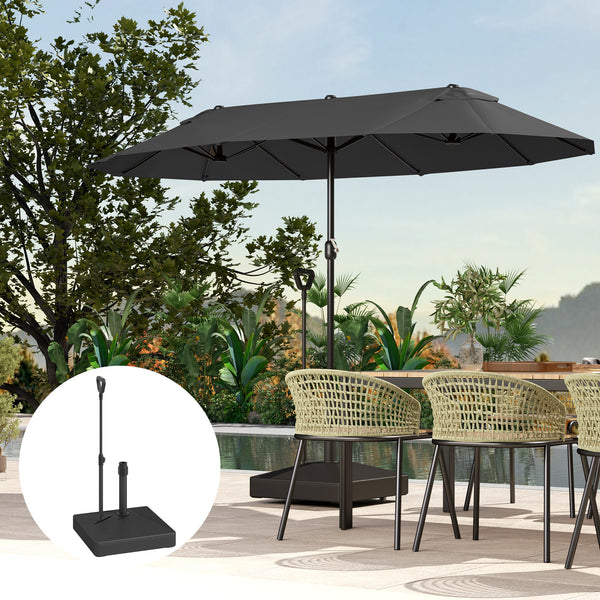 Patio Umbrella Base with Adjustable Wheels and Handle, Outdoor Patio Umbrella Stand, Filled Up to 121lbs with Stand, 99lbs with Water for Garden Poolside, Black