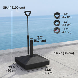 Patio Umbrella Base with Adjustable Wheels and Handle, Outdoor Patio Umbrella Stand, Filled Up to 121lbs with Stand, 99lbs with Water for Garden Poolside, Black