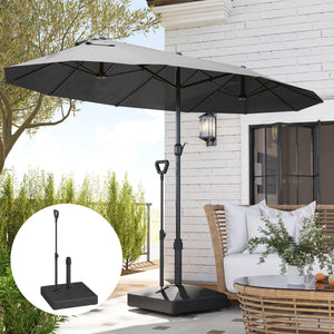 Patio Umbrella Base with Adjustable Wheels and Handle, Outdoor Patio Umbrella Stand, Filled Up to 121lbs with Stand, 99lbs with Water for Garden Poolside, Black
