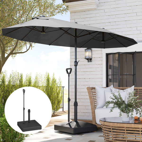 Patio Umbrella Base with Adjustable Wheels and Handle, Outdoor Patio Umbrella Stand, Filled Up to 121lbs with Stand, 99lbs with Water for Garden Poolside, Black
