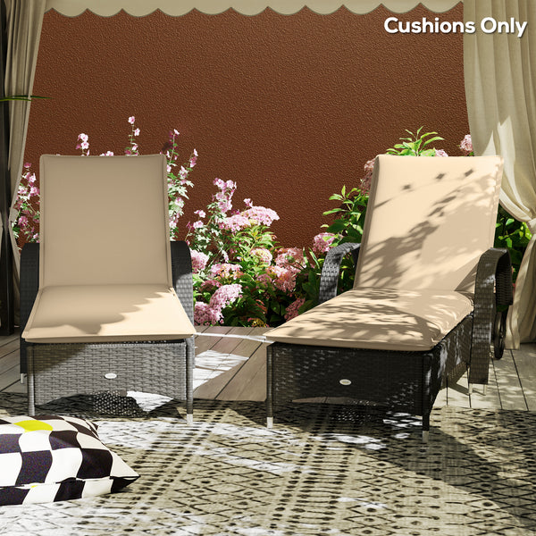 Outdoor Lounge Chair Cushion Set of 2, UPF50+ 200gsm Fabric and 25D High-Density Foam, Foldable Patio Chaise Lounge Cushion Set, Fade Resistant for Lawn Pool, 76" x 23", Beige