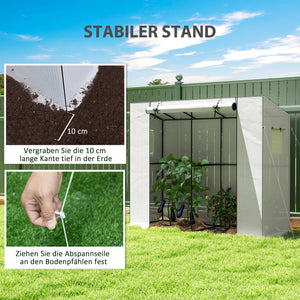 Outsunny 6.6' x 2.5' x 5.6' Lean-to Small Greenhouse for Outdoors, Portable Greenhouse with UV-resistant PE Cover, Walk-in Green House with Roll-up Door and Mesh Windows, White