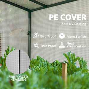 Outsunny 6.6' x 2.5' x 5.6' Lean-to Small Greenhouse for Outdoors, Portable Greenhouse with UV-resistant PE Cover, Walk-in Green House with Roll-up Door and Mesh Windows, White