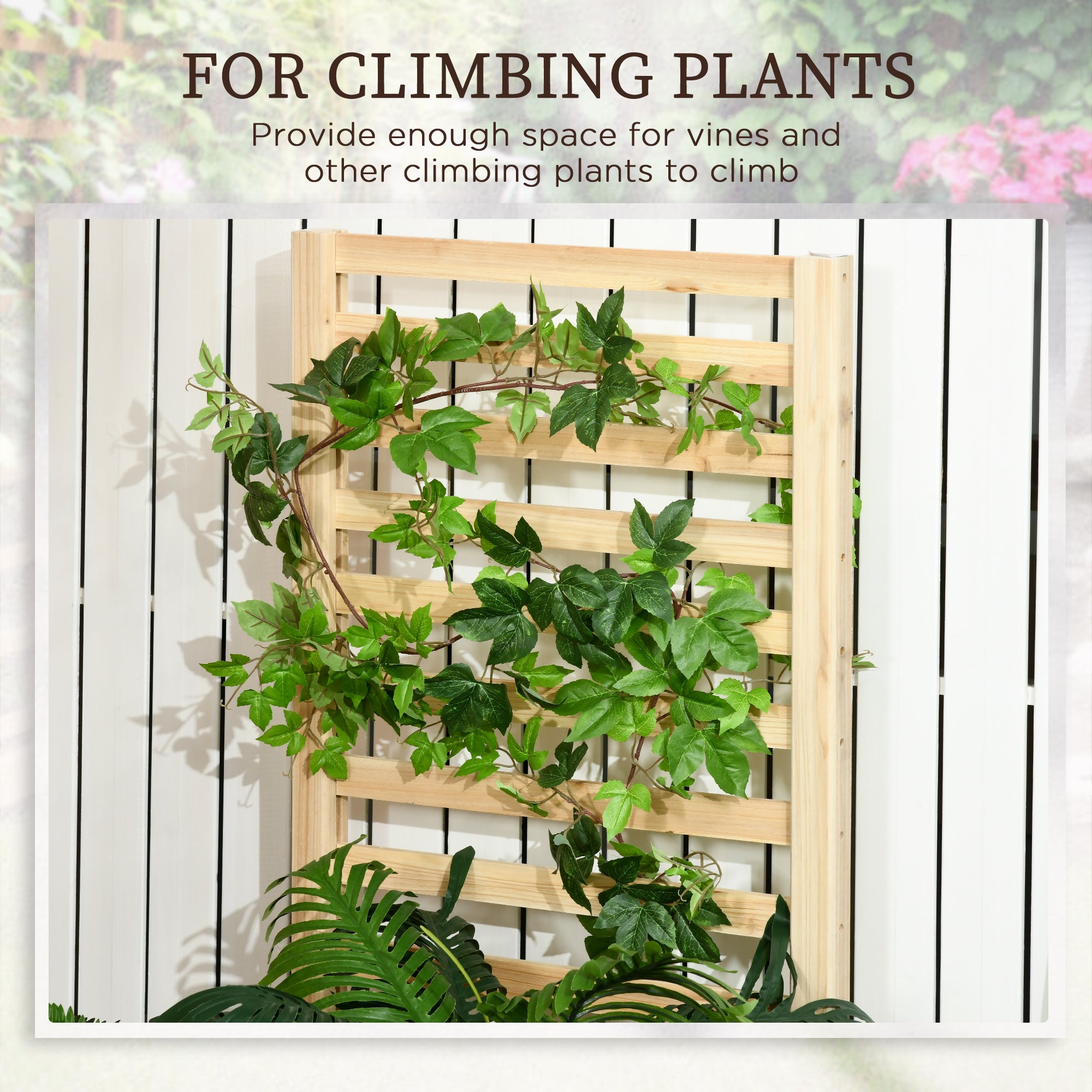 trellis kit for climbing plants Outsunny Wood Planter Box with Trellis for Climbing Plants, Raised Garden Bed for Outdoor Flowers Herbs, 91"x24"x43", Natural