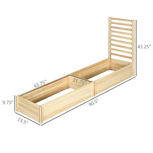 Outsunny Raised Garden Bed with Trellis and 2 Compartments, 43 Inch Wooden Planter Box Kit for Outdoor Plants, Vegetables, Flowers, Herbs Climbing, Easy Assembly, Natural Tone