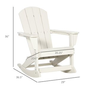 Outsunny Adirondack Rocking Chair, All Weather HDPE Porch Rocker, Rocking Fire Pit Chair for Patio, Garden, Lawn, White