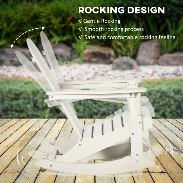 Outsunny Adirondack Rocking Chair, All Weather HDPE Porch Rocker, Rocking Fire Pit Chair for Patio, Garden, Lawn, White