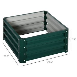 Outsunny 2 Piece Galvanized Raised Garden Bed, 2' x 2' x 1' Metal Planter Box for Growing Vegetables, Flowers, Herbs, Succulents, Green