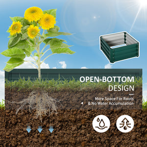 Outsunny 2 Piece Galvanized Raised Garden Bed, 2' x 2' x 1' Metal Planter Box for Growing Vegetables, Flowers, Herbs, Succulents, Green